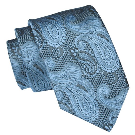 Męski Krawat Angelo di Monti - Niebieski, Paisley KRADM2034 ze sklepu JegoSzafa.pl w kategorii Krawaty - zdjęcie 157485986