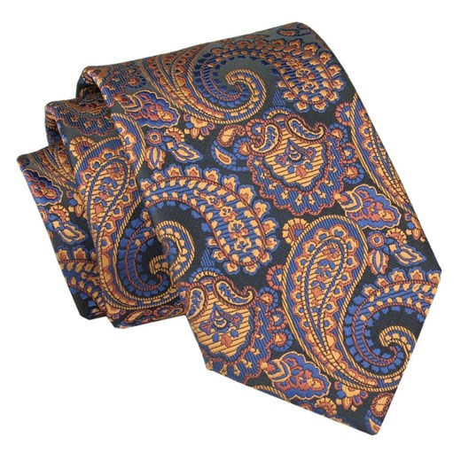 Męski Krawat Angelo di Monti - Paisley, Pomarańcz KRADM2050 ze sklepu JegoSzafa.pl w kategorii Krawaty - zdjęcie 157485996