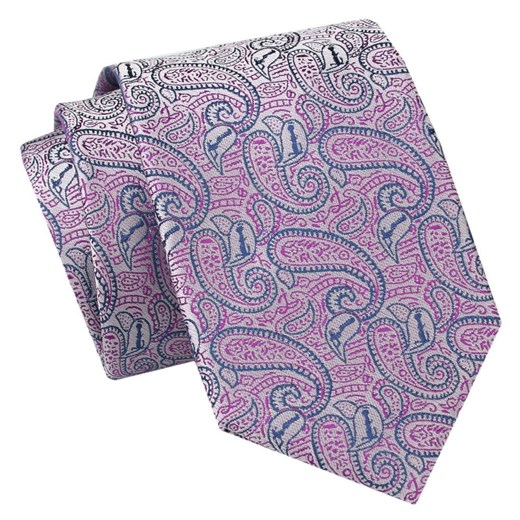 Męski Krawat Angelo di Monti - Różowy, Paisley KRADM2018 ze sklepu JegoSzafa.pl w kategorii Krawaty - zdjęcie 157485998