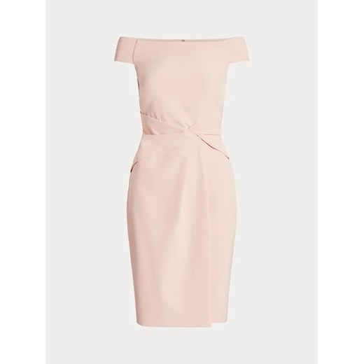 Sukienka Ralph Lauren różowa dopasowana elegancka mini z krótkimi rękawami z okrągłym dekoltem wieczorowa 