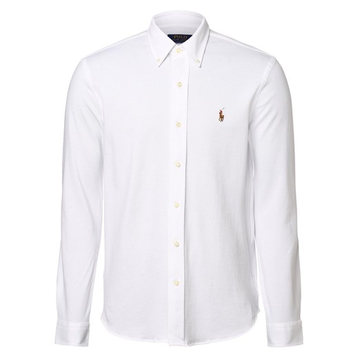 Polo Ralph Lauren Koszula męska Mężczyźni Regular Fit Bawełna biały wypukły wzór tkaniny button down ze sklepu vangraaf w kategorii Koszule męskie - zdjęcie 157502627