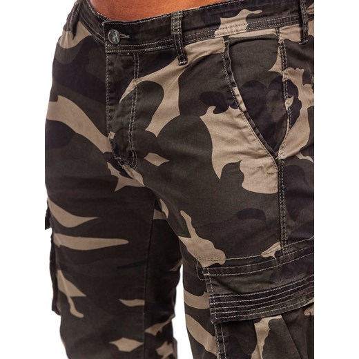 Khaki spodnie jeansowe joggery bojówki męskie moro Denley J685 S Denley wyprzedaż