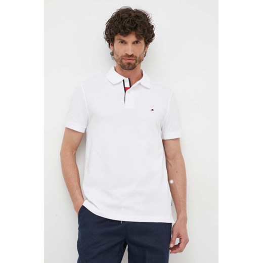 Tommy Hilfiger polo bawełniane kolor biały gładki Tommy Hilfiger M ANSWEAR.com