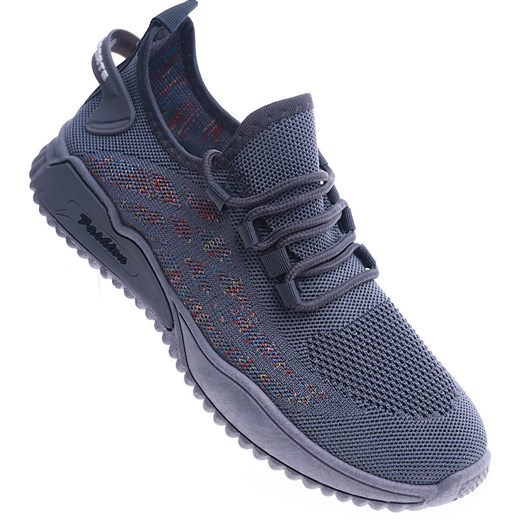 Szare męskie buty sportowe z elastycznego materiału /C1-1 14194 S237/ 41 Pantofelek24.pl Jacek Włodarczyk
