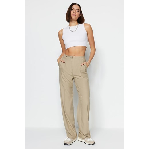 trendyol Spodnie w kolorze beżowym Trendyol 40 Limango Polska