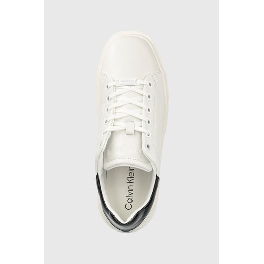 Buty sportowe damskie Calvin Klein sneakersy skórzane na platformie sznurowane białe na lato 
