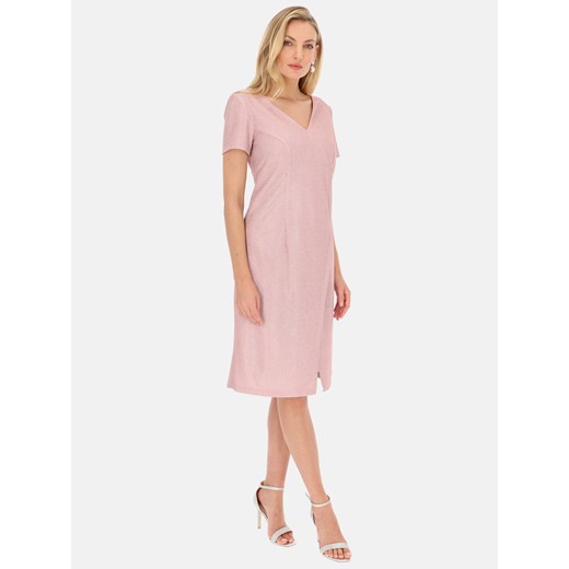 Sukienka Potis & Verso różowa tkaninowa elegancka 