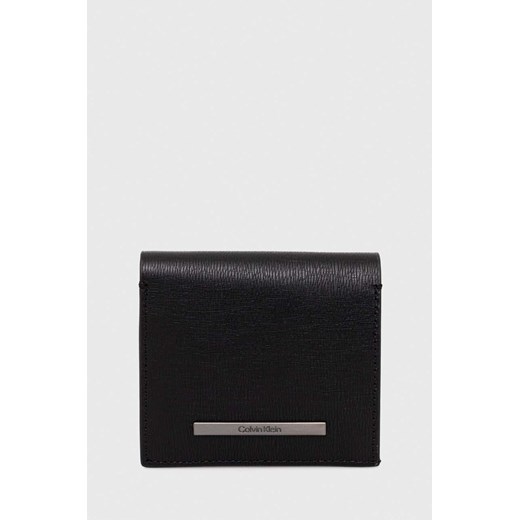 Calvin Klein portfel skórzany męski kolor czarny ze sklepu ANSWEAR.com w kategorii Portfele męskie - zdjęcie 157545706