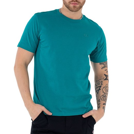Koszulka Champion Embroidered Comfort Fit Cotton 218496-BS165 - niebieska ze sklepu streetstyle24.pl w kategorii T-shirty męskie - zdjęcie 157546909