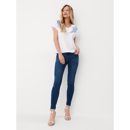 Mohito - T-shirt z kwiatowym nadrukiem - Biały Mohito M Mohito