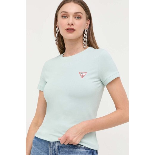 Guess t-shirt damski kolor zielony W2YI44 J1314 ze sklepu ANSWEAR.com w kategorii Bluzki damskie - zdjęcie 157564626