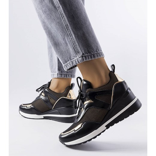 Czarno-złote sneakersy na koturnie Vinceza ze sklepu gemre w kategorii Buty sportowe damskie - zdjęcie 157573307