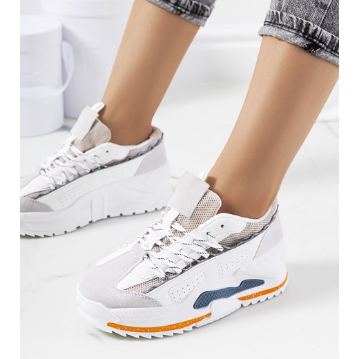 Białe sneakersy damskie Savanne ze sklepu gemre w kategorii Buty sportowe damskie - zdjęcie 157574916