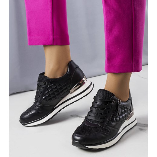 Czarne sneakersy z łączonych materiałów Goulet ze sklepu gemre w kategorii Buty sportowe damskie - zdjęcie 157575079