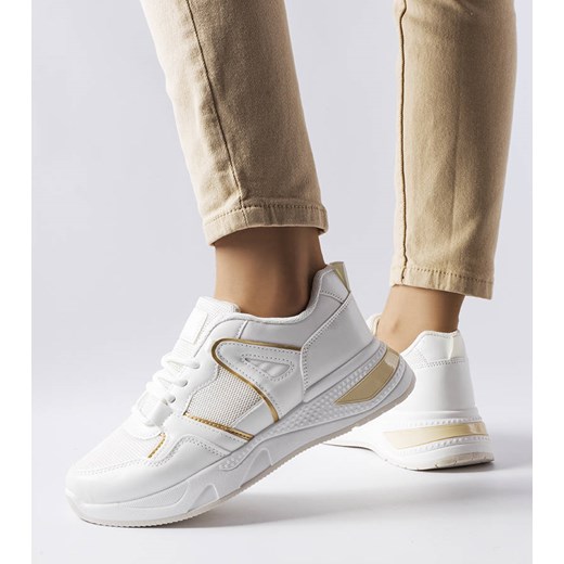 Białe sneakersy z łączonych materiałów Caya ze sklepu gemre w kategorii Buty sportowe damskie - zdjęcie 157575607