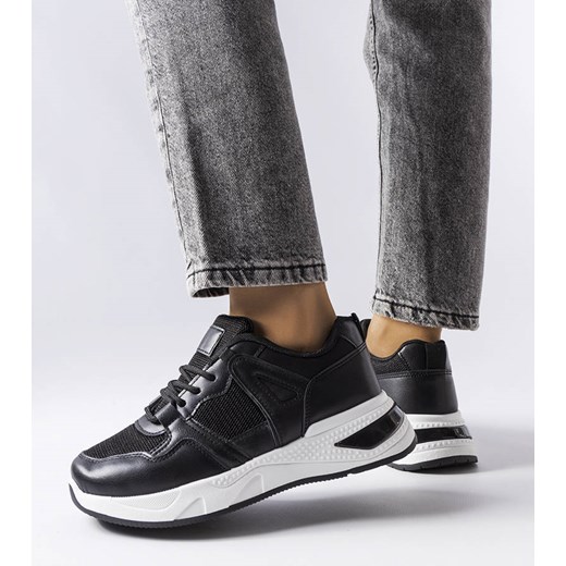 Czarne sneakersy z łączonych materiałów Caya ze sklepu gemre w kategorii Buty sportowe damskie - zdjęcie 157576775