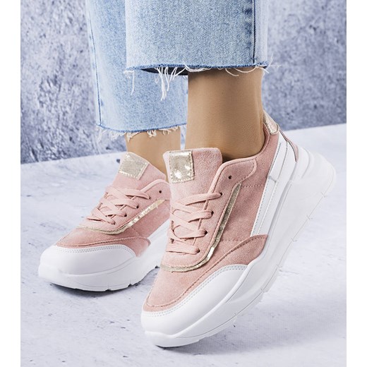 Różowe sneakersy z eko-zamszu Dupuis ze sklepu gemre w kategorii Buty sportowe damskie - zdjęcie 157577608