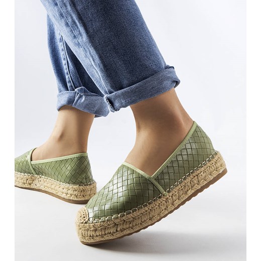 Zielone espadryle zdobione tłoczeniem Geoffrey ze sklepu gemre w kategorii Espadryle damskie - zdjęcie 157578585