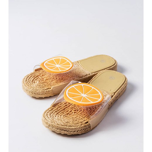Transparentne klapki z pomarańczą Foddie ze sklepu gemre w kategorii Klapki damskie - zdjęcie 157580145