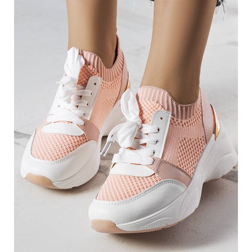 Różowe sneakersy na koturnie Ann ze sklepu gemre w kategorii Buty sportowe damskie - zdjęcie 157580556
