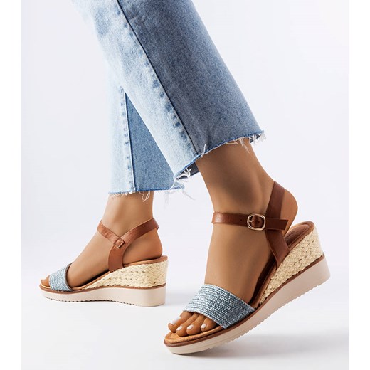 Niebieskie sandały na koturnie Miami ze sklepu gemre w kategorii Espadryle damskie - zdjęcie 157580948