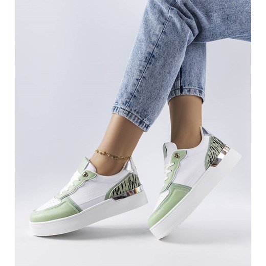 Zielone sneakersy na platformie Tooele ze sklepu gemre w kategorii Buty sportowe damskie - zdjęcie 157582169