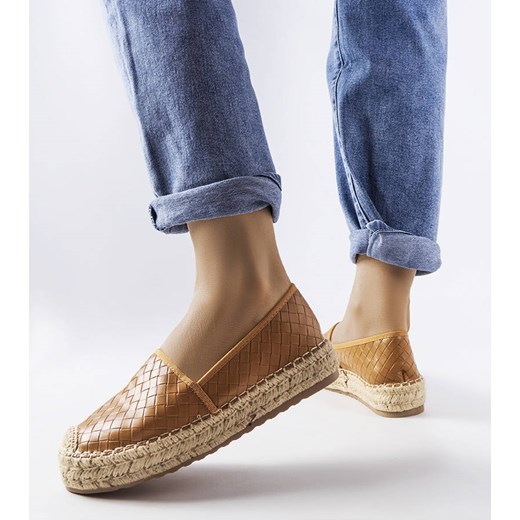 Brązowe espadryle zdobione tłoczeniem Geoffrey ze sklepu gemre w kategorii Espadryle damskie - zdjęcie 157582286