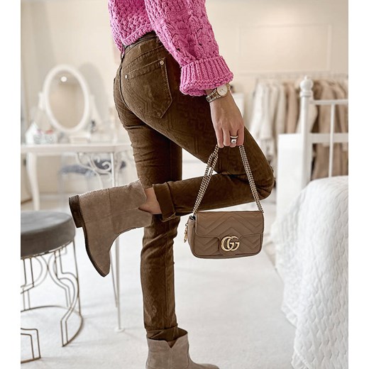 Brązowe spodnie materiałowe Chevrette ze sklepu gemre w kategorii Spodnie damskie - zdjęcie 157582476