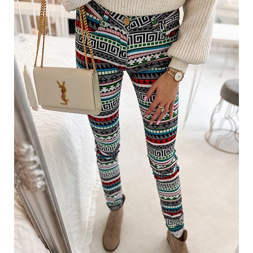 Wielokolorowe wzorzyste spodnie Massé ze sklepu gemre w kategorii Spodnie damskie - zdjęcie 157582575