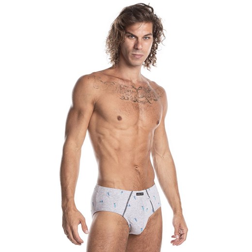 Bawełniane slipy męskie clasic 2-pack M-980CL, Kolor niebiesko-szary, Rozmiar M, LAMA ze sklepu Intymna w kategorii Majtki męskie - zdjęcie 157586467