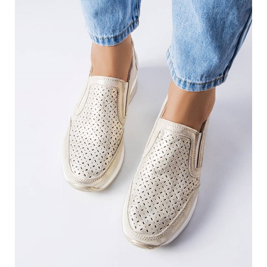 Złote ażurowe sneakersy na koturnie Vernon Gemre 40 okazja gemre