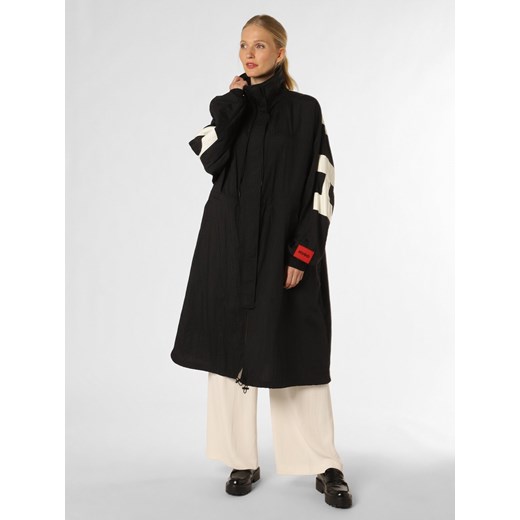 HUGO Płaszcz damski Kobiety czarny wzorzysty ze sklepu vangraaf w kategorii Płaszcze damskie - zdjęcie 157595929