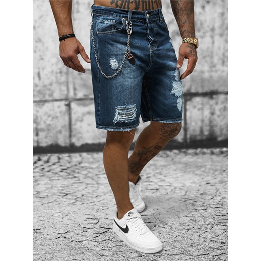 Spodenki męskie jeansowe ciemno-niebieskie OZONEE DP/174 ze sklepu ozonee.pl w kategorii Spodenki męskie - zdjęcie 157604459