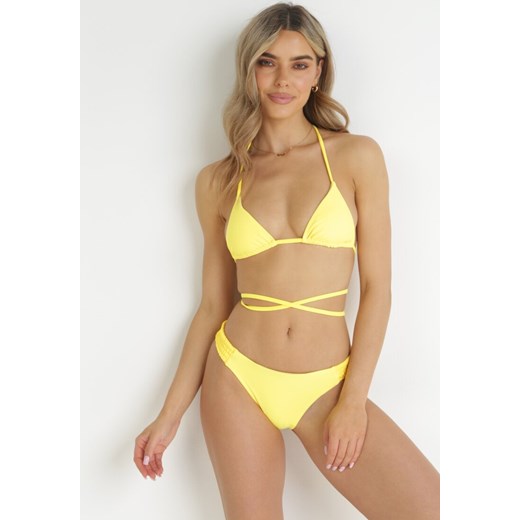 Żółte Bikini z Cienkimi Ramiączkami i Wiązaniem na Plecach Hannasa ze sklepu Born2be Odzież w kategorii Stroje kąpielowe - zdjęcie 157612325