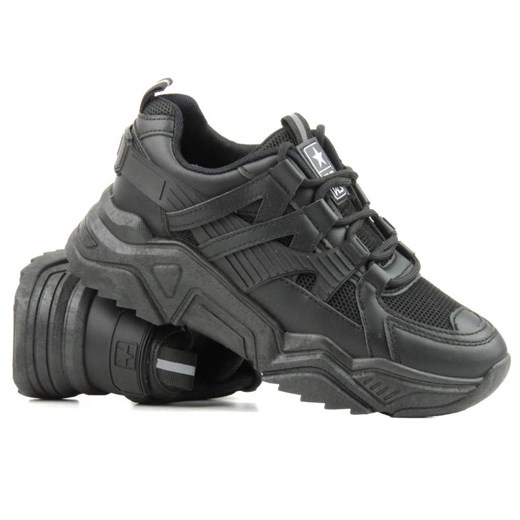 Sneakersy, buty sportowe damskie NEWS 22SP35-4620, czarne ze sklepu ulubioneobuwie w kategorii Buty sportowe damskie - zdjęcie 157615318