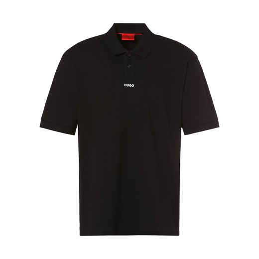 HUGO Męska koszulka polo Mężczyźni Bawełna czarny jednolity ze sklepu vangraaf w kategorii T-shirty męskie - zdjęcie 157615537