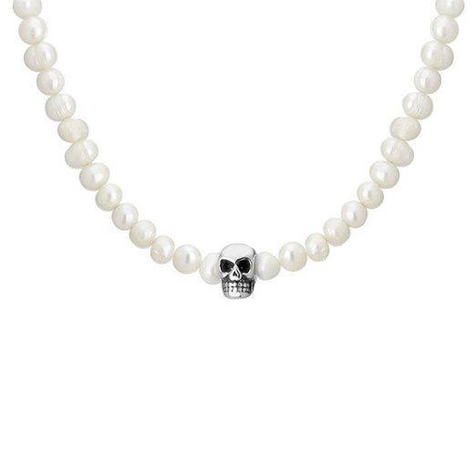Męskie perły modny naszyjnik z charmsem czaszką ze sklepu manoki.pl w kategorii Naszyjniki męskie - zdjęcie 157617146