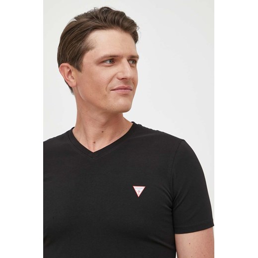 Guess t-shirt męski kolor czarny gładki M2YI32 J1314 ze sklepu ANSWEAR.com w kategorii T-shirty męskie - zdjęcie 157622619