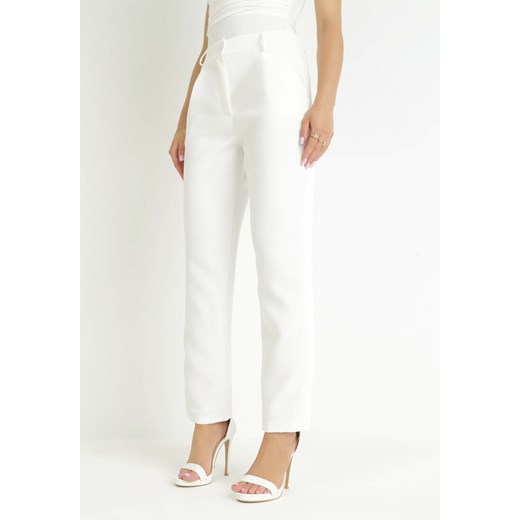 Białe Spodnie Regular Fohan ze sklepu Born2be Odzież w kategorii Spodnie damskie - zdjęcie 157623919