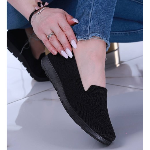 Wkładane czarne damskie buty sportowe /G5-2 14149 T234/ ze sklepu Pantofelek24.pl w kategorii Trampki damskie - zdjęcie 157633208
