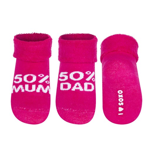 Skarpetki niemowlęce różowe SOXO z napisami na prezent ze sklepu Sklep SOXO w kategorii Skarpetki dziecięce - zdjęcie 157633555