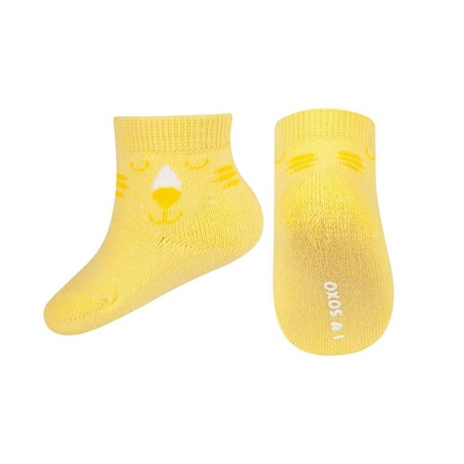 Skarpetki niemowlęce żółte SOXO buźki | pomysł na upominek ze sklepu Sklep SOXO w kategorii Skarpetki dziecięce - zdjęcie 157633886