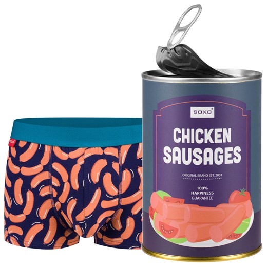 Bokserki męskie kiełbaski w puszce SOXO | Śmieszny prezent | Dzień Chłopaka | Chicken sausages ze sklepu Sklep SOXO w kategorii Majtki męskie - zdjęcie 157634087