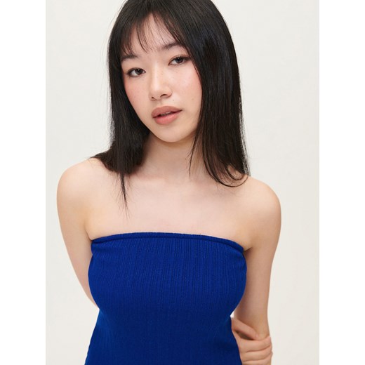 Kobaltowa sukienka mini bodycon bez ramiączek - Niebieski House XL House