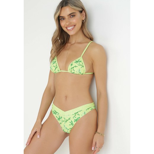 Jasnozielone Bikini z Wzorem Alg i Kropek Roseno ze sklepu Born2be Odzież w kategorii Stroje kąpielowe - zdjęcie 157645945