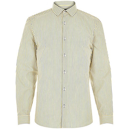 Yellow navy stripe shirt river-island zielony t-shirty