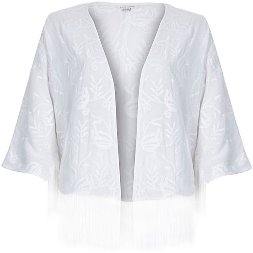 White embroidered boxy cape river-island bialy 