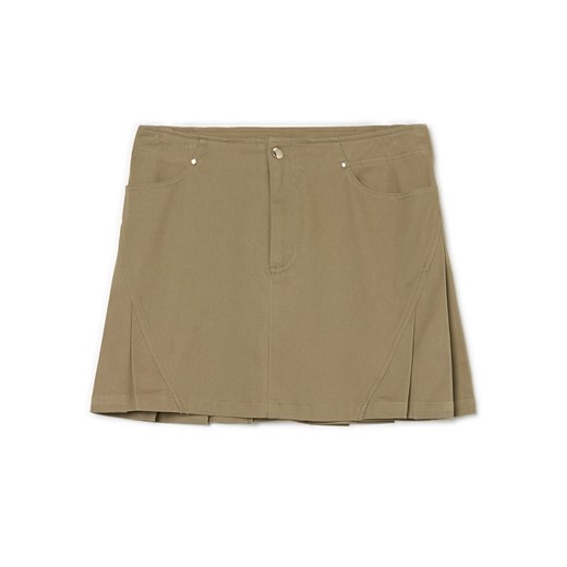 Cropp - Spódnica mini z zakładkami - szary ze sklepu Cropp w kategorii Spódnice - zdjęcie 158035325