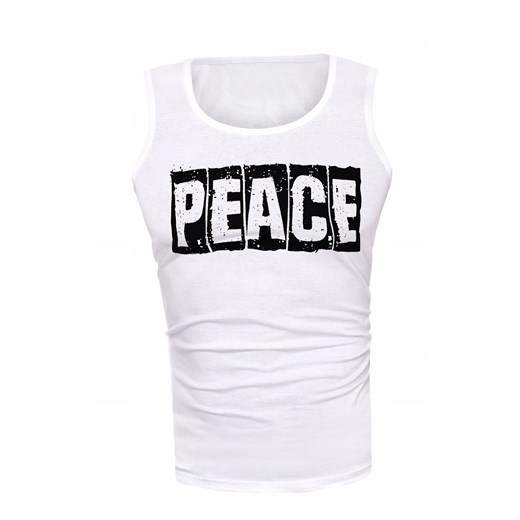 Koszulka bezrękawnik am10121a - biała ze sklepu Risardi w kategorii T-shirty męskie - zdjęcie 158037226