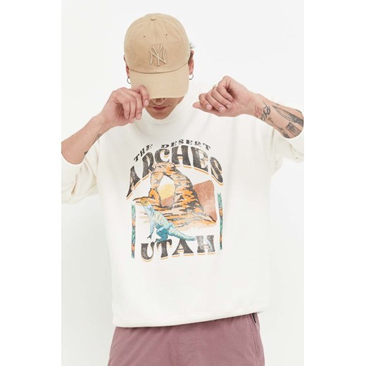 Abercrombie & Fitch bluza męska kolor beżowy z nadrukiem Abercrombie & Fitch S ANSWEAR.com